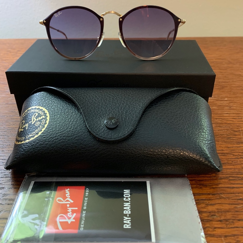Ray Ban Blaze Round Sunglasses Blue & Gold UNISEX